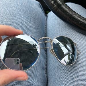Sliver mirrored ray bans